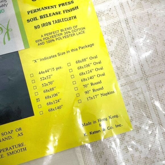 Vintage Keepsake Orient Permanent press no iron tablecloth Cream 68x106” lace - Picture 5 of 8